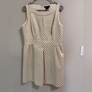 Lauren Ralph Lauren Ivory Gold Jacquard Fit & Flare Dress Size 14P